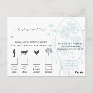 Aqua Powder Blue Mason Jar Chalkboard Wedding Briefkaart