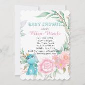 Aqua Princess Dinosaures Peony Invitations Baby sh (Devant)