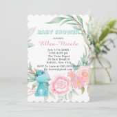 Aqua Princess Dinosaures Peony Invitations Baby sh (Debout devant)