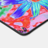 Aqua psychédélique rétro et fleurs orange (Coin)