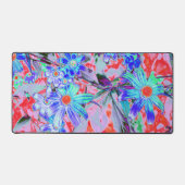 Aqua psychédélique rétro et fleurs orange (Recto)