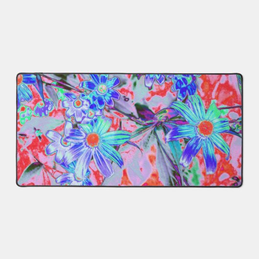 Aqua psychédélique rétro et fleurs orange (Recto)