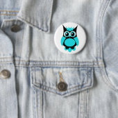 Aqua Punk Owl Button (In situ)