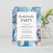 Aqua Purple Gold Bachelorette Party Invitation (Debout devant)
