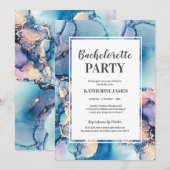 Aqua Purple Gold Bachelorette Party Invitation (Devant / Derrière)