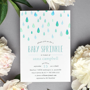 Aqua Raindrops   Uitnodiging voor Baby Sprinkle
