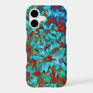 AQUA RED POPPIES FLOWERS iPhone 7 PLUS HOESJE