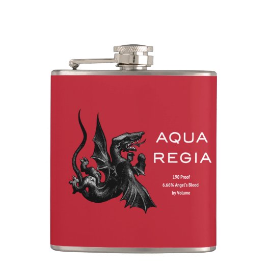 Aqua Regia Flask - Rode achtergrond Heupfles (Voorkant)