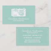 Aqua Retro Camera Fotograaf Visitekaartje (Voorkant / Achterkant)