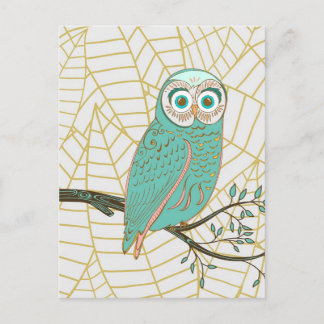 Aqua Retro Owl Design Briefkaart