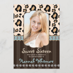 Aqua Rhinestone Bekijk de luipaard Sweet Sixteen Kaart