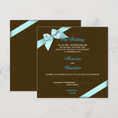Aqua Ribbon Wedding Announement S4 Kaart (Voorkant / Achterkant)