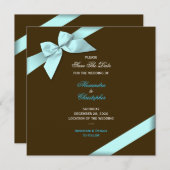 Aqua Ribbon Wedding Save the Date S5V2 (Voorkant / Achterkant)