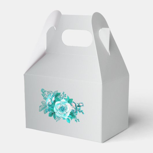 Aqua Roos Elegant Zilveren Bruiloft Bedankdoosjes (Achterkant)