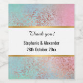 AQUA ROSE MARBRE VINTAGE ÉTIQUETTE DE VIN PERSONNA (Étiquettes simples)