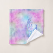 Aqua rose violet blanc Unicorne étincelle (Gant de toilette)