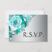 Aqua Roses et mariage argenté RSVP (Devant)