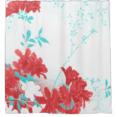 Aqua rouge turquoise fleur de printemps rideau de  (Devant)