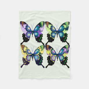 Aqua, Roze en Geel - Elegant Butterflies Fleece Deken