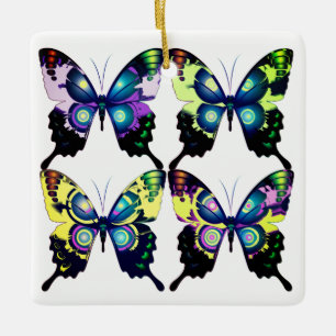 Aqua, Roze en Geel - Elegant Butterflies Keramisch Ornament