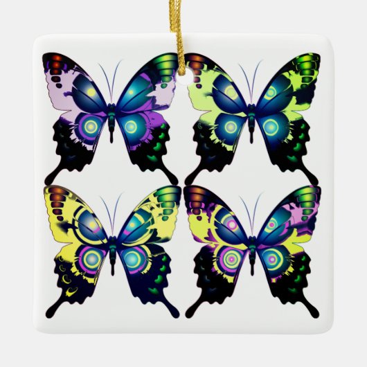 Aqua, Roze en Geel - Elegant Butterflies Keramisch Ornament (Voorkant)