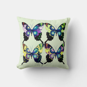 Aqua, Roze en Geel - Elegant Butterflies Kussen