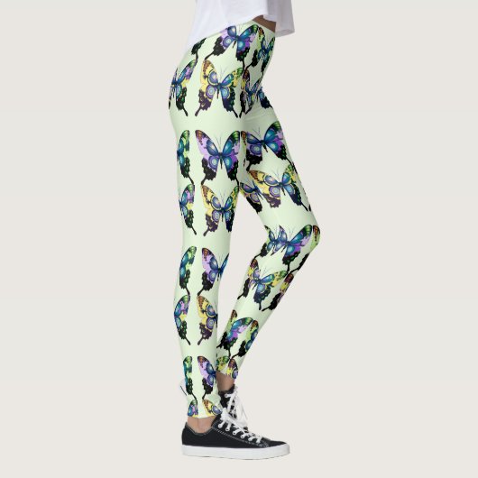 Aqua, Roze en Geel - Elegant Butterflies Leggings (Rechts)