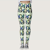 Aqua, Roze en Geel - Elegant Butterflies Leggings (Voorkant)