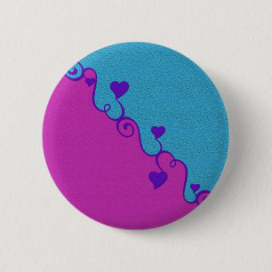 Aqua/Roze knop voor hart, pas aan Ronde Button 5,7 Cm