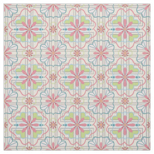 Aqua, Roze, Mint Green Floral herhaal Patroon Stof