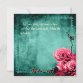 Aqua roze roos bridal kaart (Achterkant)
