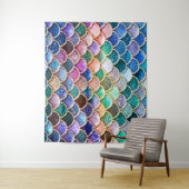 Aqua Roze Zeemeermin Glitter Scales- Zeemeermin Wandkleed (In situ)