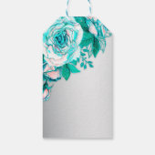 Aqua Rozen en Elegant Silver Bedankt Cadeaulabel (Achterkant)
