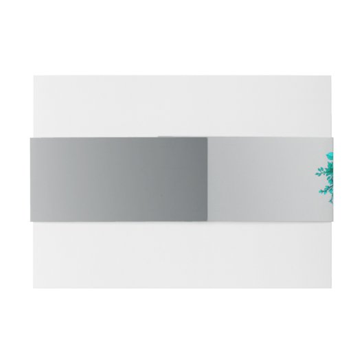 Aqua Rozen en Elegant Zilveren Bloemen Bruiloft Uitnodigingen Wikkel (Achterkant Voorbeeld)