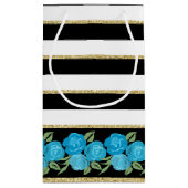 Aqua Rozen op Zwarte, Witte, Gouden Cadeautas (Achterkant)