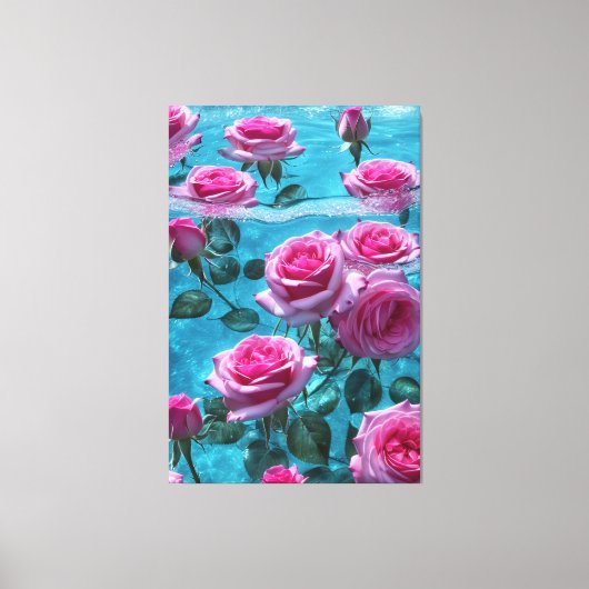Aqua rozen Stretched Canvas Afdruk (Voorkant)