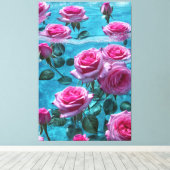 Aqua rozen Stretched Canvas Afdruk (Insitu (Houten vloer))