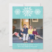 Aqua Rustic Snowflake Holiday Foto Feestdagenkaart (Voorkant)