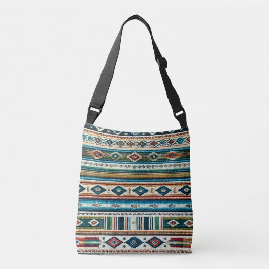 "AQUA" SAC À MAIN AJUSTABLE - Tissage de style mex (Devant)