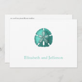 Aqua Sand Dollar Modern Wedding Uitnodiging (Voorkant / Achterkant)