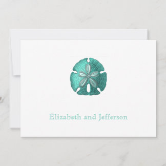 Aqua Sand Dollar Modern Wedding Uitnodiging