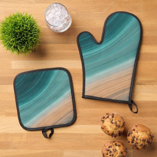 Aqua Sand Flow Ovenwant & Pannenlap Set (Top down)