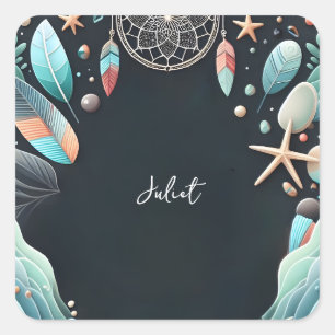 Aqua Sand Work Gestapeld Zeeen Vrijgezellenfeest Vierkante Sticker