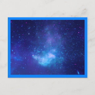 Aqua Sapphire Celestial Galaxy Blue Border Foto Briefkaart