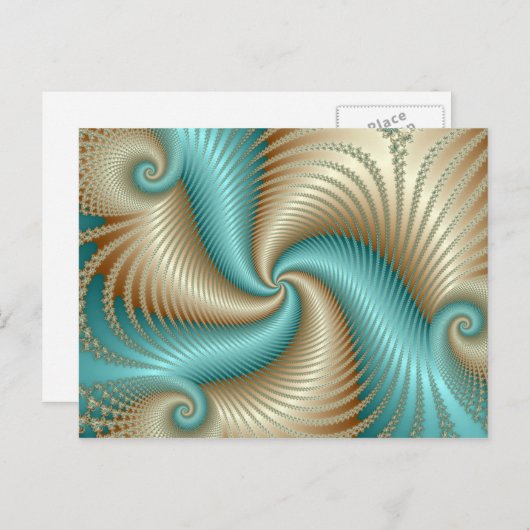 Aqua Satin - Fractal Briefkaart (Voorkant / Achterkant)