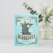 Aqua Save The Date - Carte du MN avec de beaux ois (Debout devant)