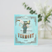 Aqua Save The Date - Carte du Vermont avec de beau (Debout devant)