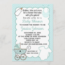 Aqua Scallop Baby shower-uitnodiging aanpassen Kaart