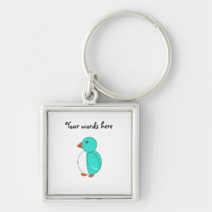 Aqua schattige pinguïn sleutelhanger