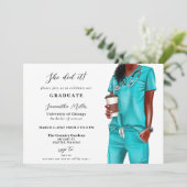 Aqua scrubs verpleegster foto ze deed het Afstuder Kaart (Staand voorkant)